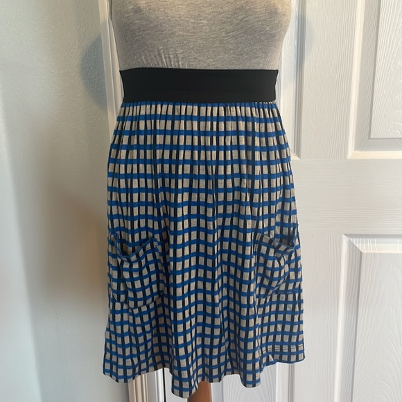 Twnntyone Dress mini blue black gray plaid Sleeveless womens size M rayon cotton - Picture 5 of 16